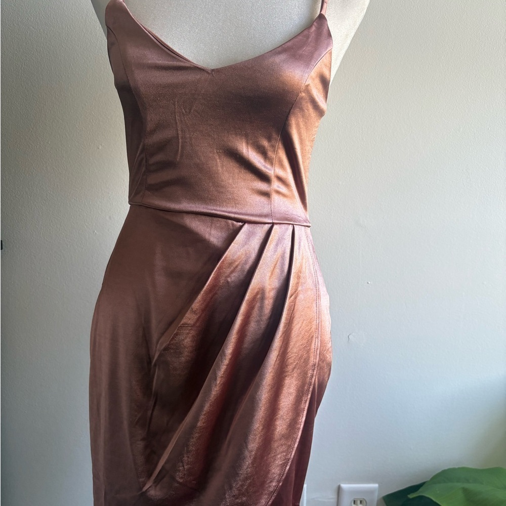 LULUS Elegant Pink Satin Dress. Size S - Picture 9 of 11